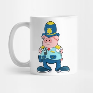 Pig as Police officer with Police Uniform & Hat Mug